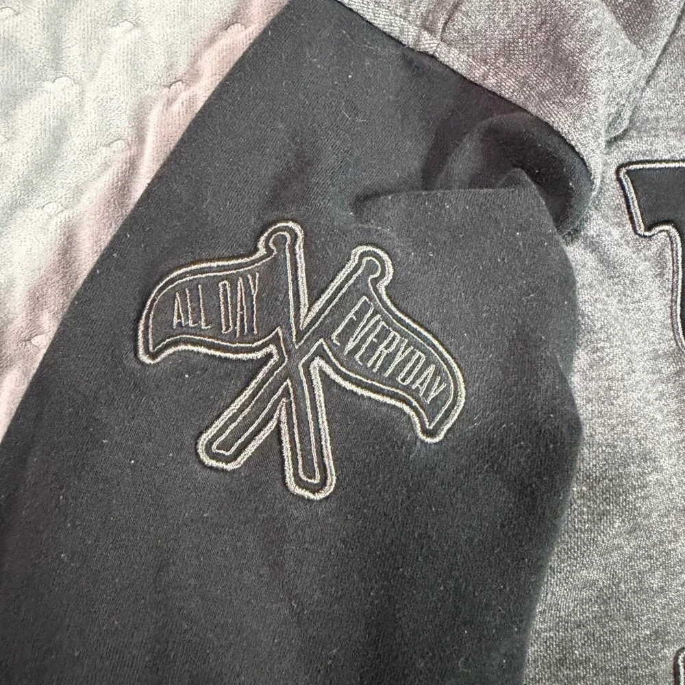 DGK Varsity Jacket Mens XL Gray Black Hooded Snap Front Dirty Ghetto Kids Fleece